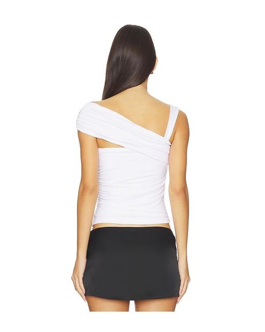 Runaway the Label White Larsen Drape Off Shoulder Top