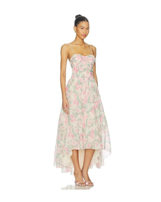For Love & Lemons White Satin Burnout Maxi Dress