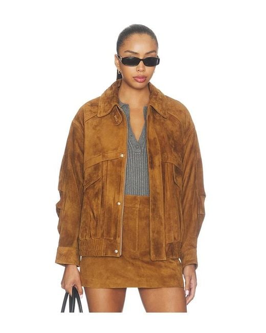 AEXAE Brown Leather Suede Rr Jacket