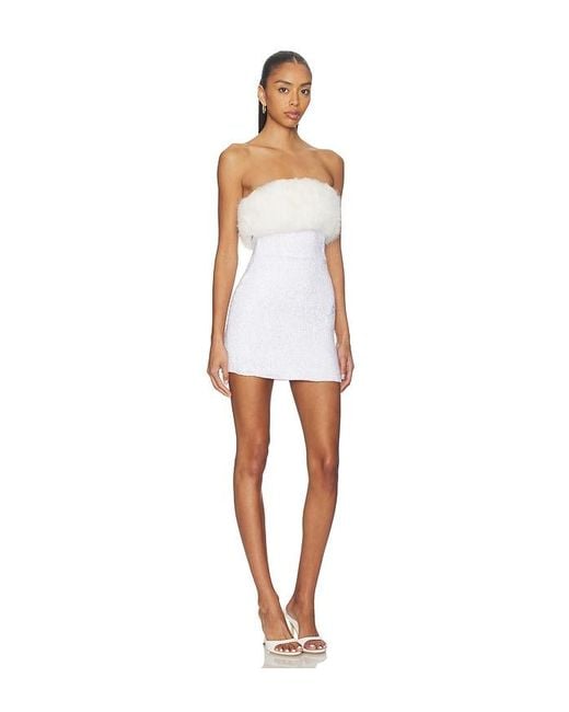 retroféte White Torin Sequin Fur Dress