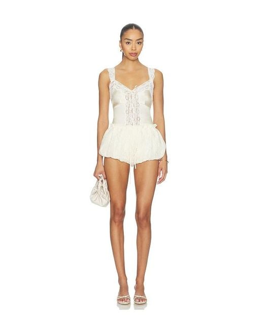 For Love & Lemons White Juniper Bloomer Shorts