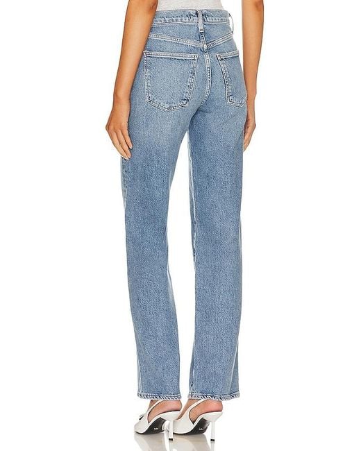 Agolde Blue Harper Mid Rise Relaxed Straight Jeans