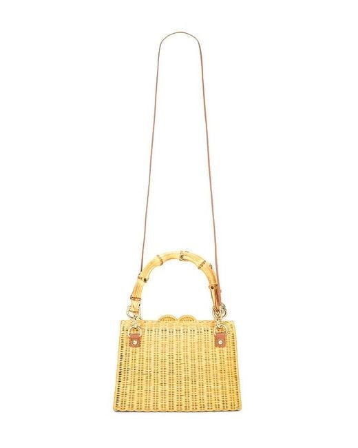 Serpui Metallic Valentina Wicker Top Handle Bag