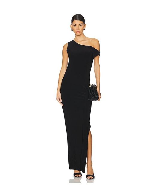 Norma Kamali Black Drop Shoulder Fitted Gown