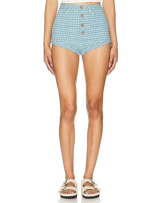 Free People Blue X Revolve Checked Out Plaid Brief