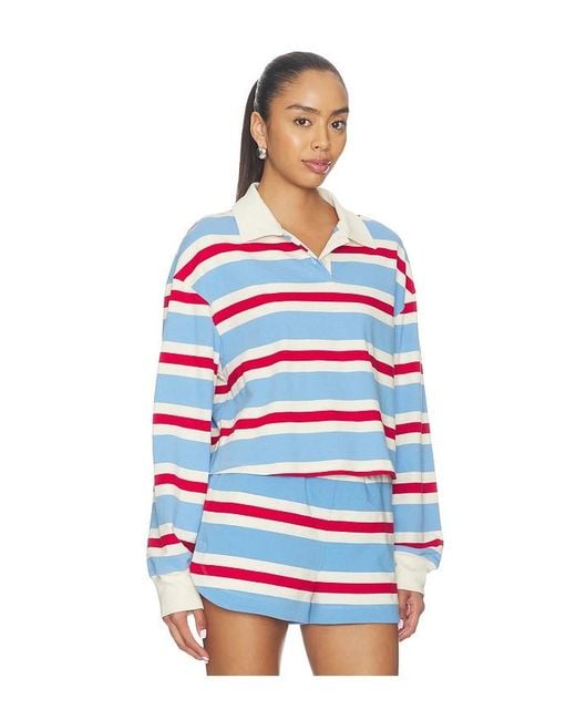 Year Of Ours Red Striped Cotton Jersey Rugby Pullover