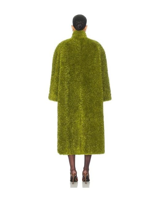 Essentiel Antwerp Green Ispot Faux Fur Coat