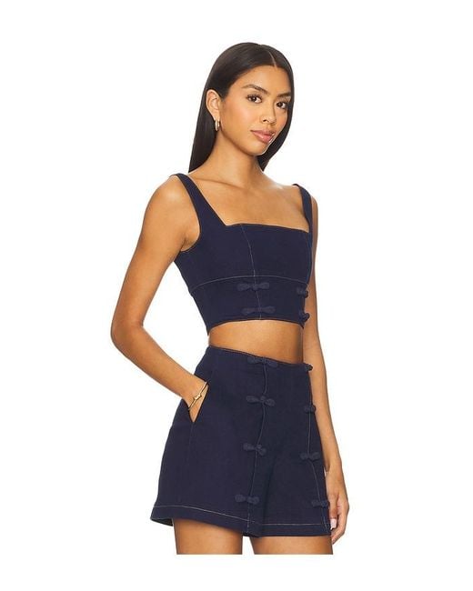 SAU LEE Blue Bridgette Denim Top