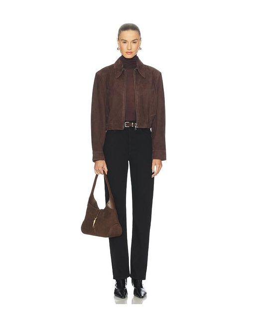 Agolde Brown Nahlia Cropped Suede Jacket