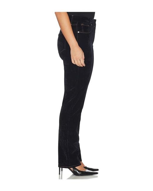 GOOD AMERICAN Black Good Icon Straight Velvet Denim Jeans