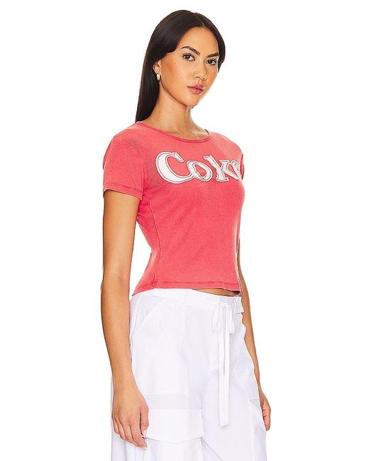 The Laundry Room Red T-SHIRT MIT RIPPSTRUKTUR COKE PATCHWORK