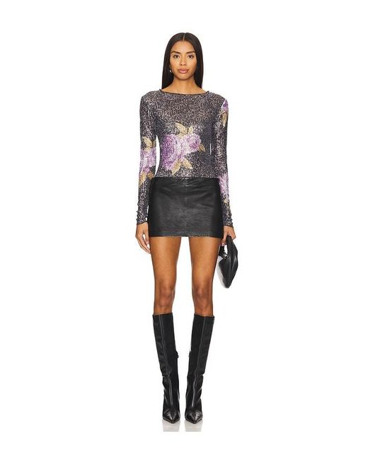 Free People Black X Intimately Fp Printed Rush Long Sleeve
