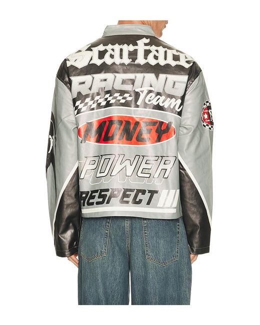 Reason Gray Scarface Moto Pu Jacket for men