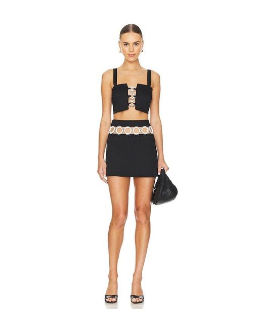 MY BEACHY SIDE Black Square Neck Crop Top