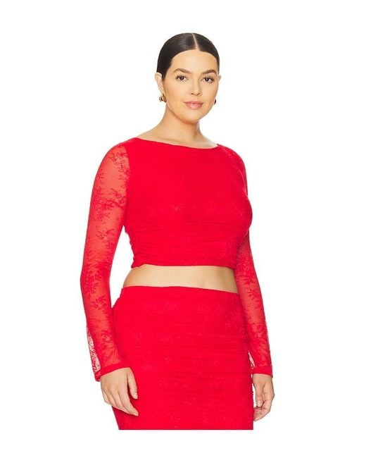 AFRM Red Noam Lace Top