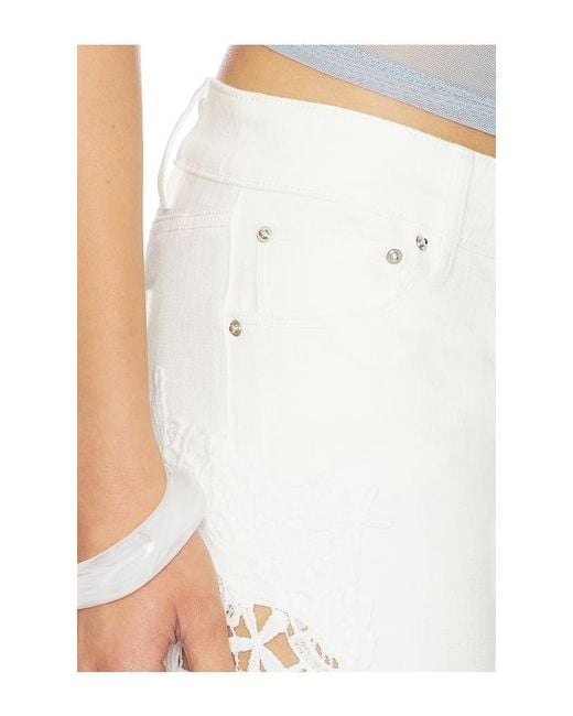 Jaded London White Cooper Jeans With Lace Applique