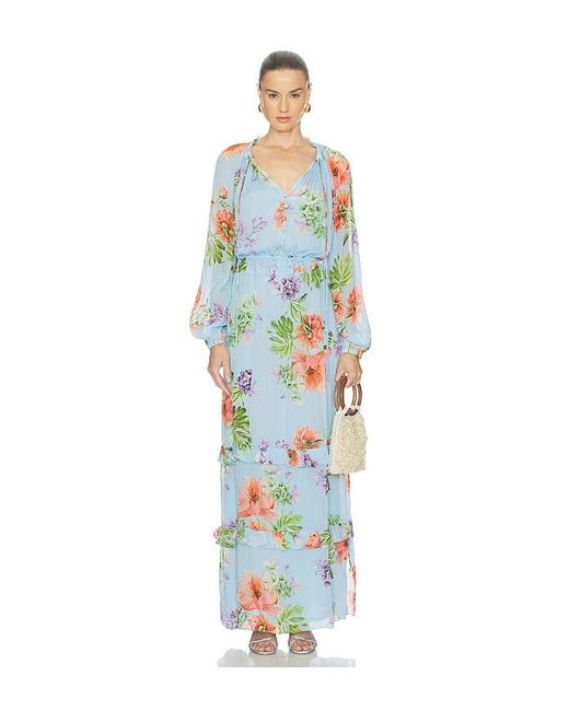 Hemant & Nandita Blue Waist Detail Maxi Kaftan With Slip