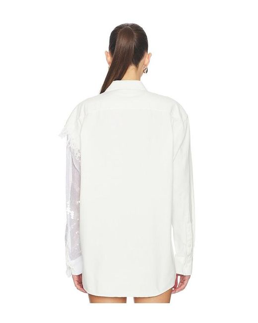 Area White Deconstructed Sequin Oxford Shirt