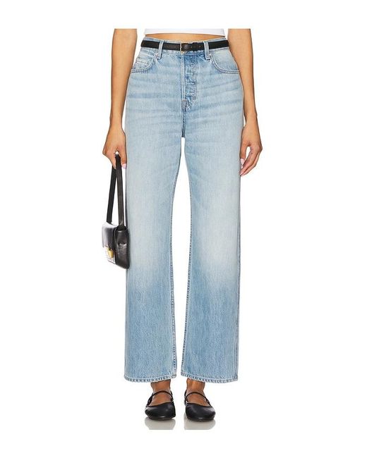 GRLFRND Blue Graham High Rise Straight Short Inseam