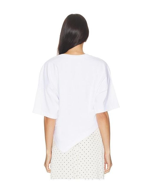 Enza Costa White Supima Structured Jersey Assymetrical Tee