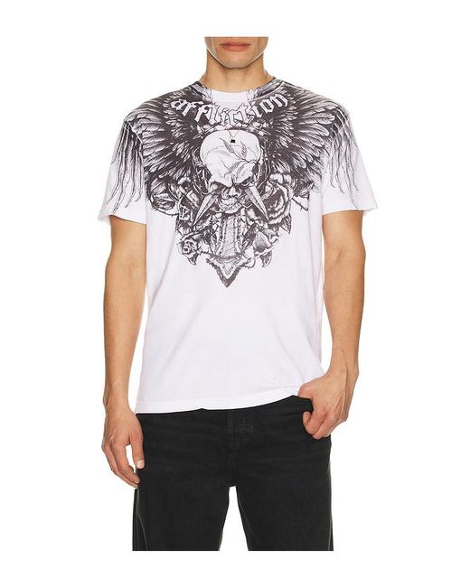 Affliction White Crossed Over Tee for men