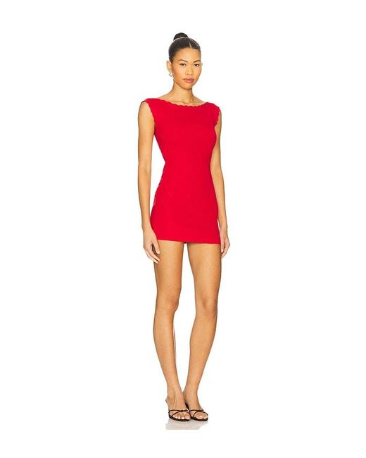 Frankie's Bikinis Red Leila Pointelle Mini Dress