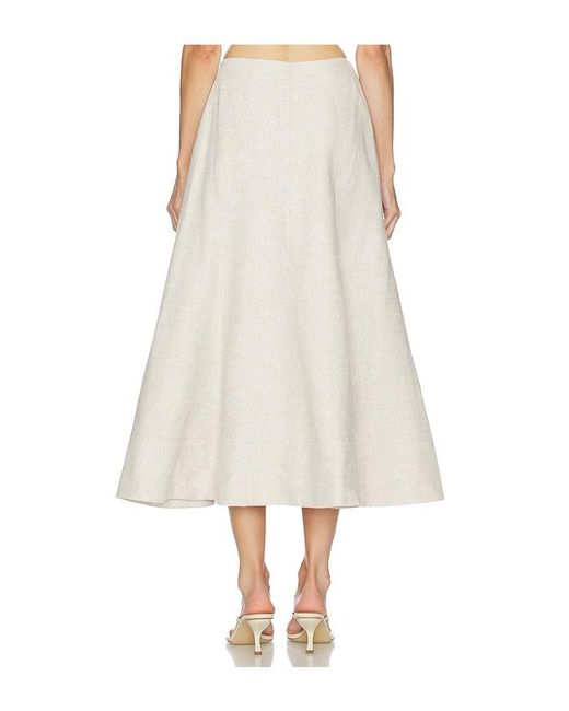Camila Coelho Natural Malena Linen Midi Skirt