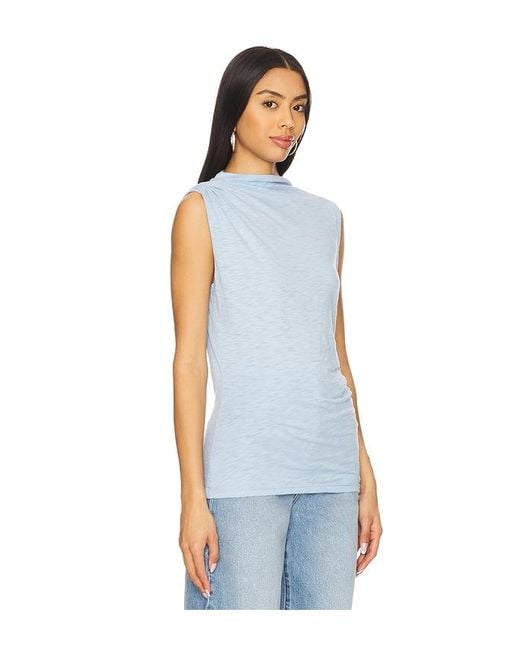 Goldie Blue Sleeveless Draped Top