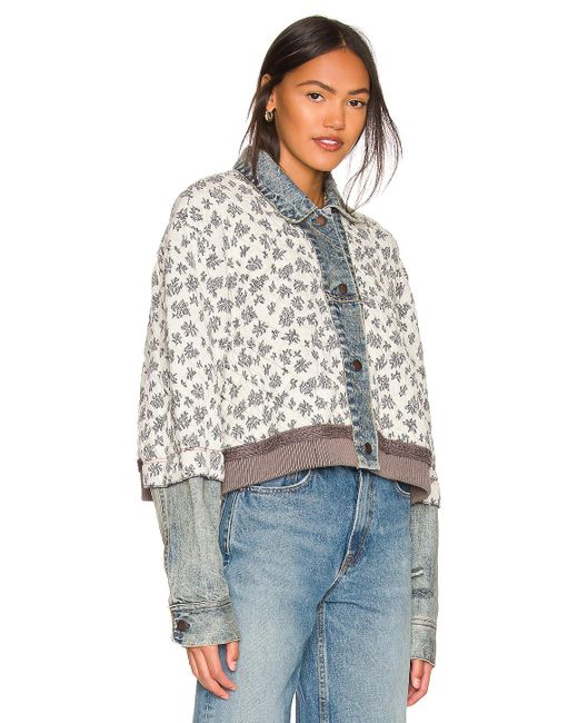Ditsy Denim Jacket in Denim Combo 
