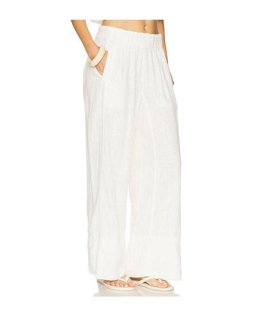 Free People White Days End Linen Pull On Pant