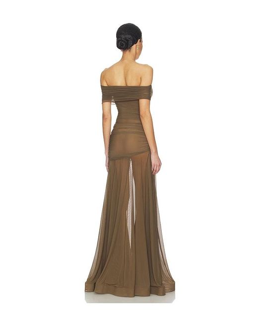 Bronx and Banco Natural Dakar Off Shoulder Sheer Maxi Dress