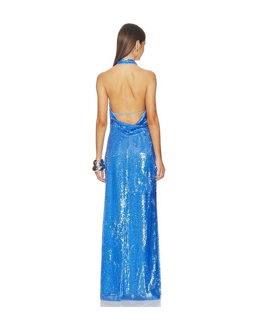 Jonathan Simkhai Blue Reannon Draped Gown