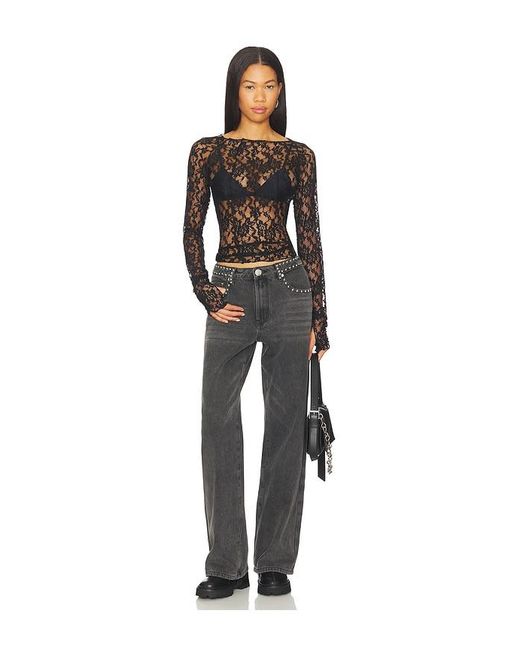 One Teaspoon Gray Jackson Mid Waist Wide Leg Jeans