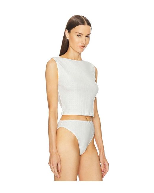 Helsa White Pointelle Muscle Tank