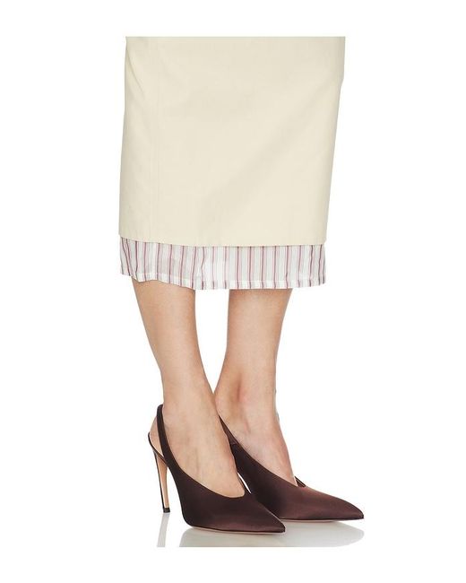 The Attico White Low Rise Midi Skirt