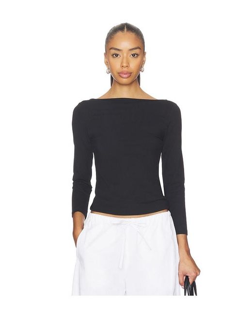 St. Agni Black Soft Jersey Ballerina Top