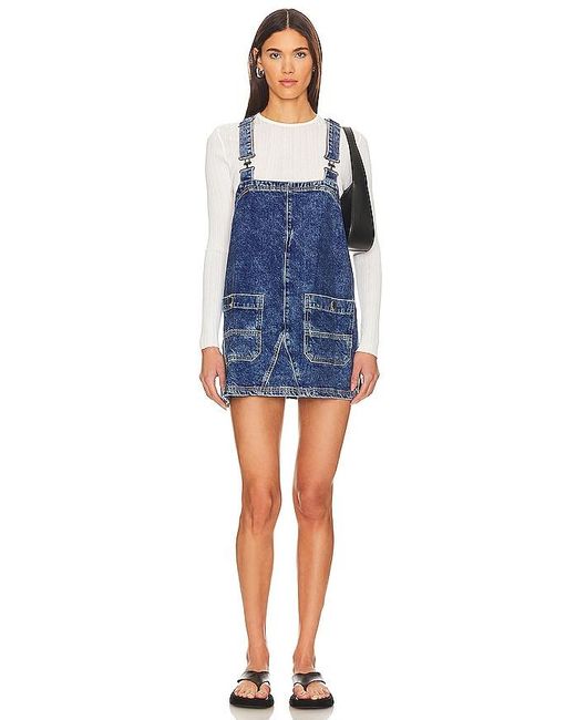 Free People Blue X We The Free Overall Smock Mini Dress