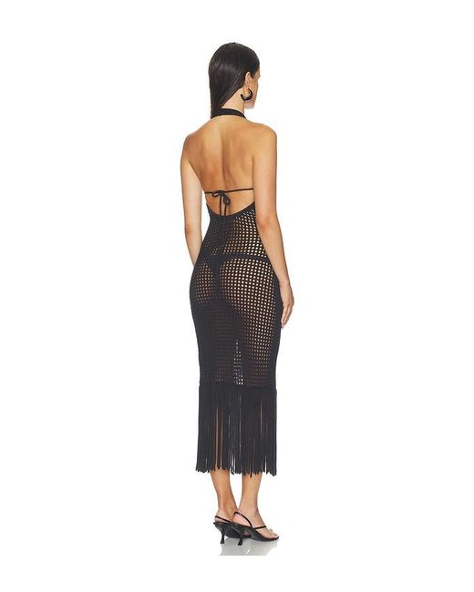 HAELO Black Double Two-Toned Fringe Dress