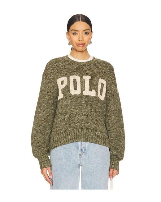 Polo Ralph Lauren Green Logo Cotton Crewneck Sweater