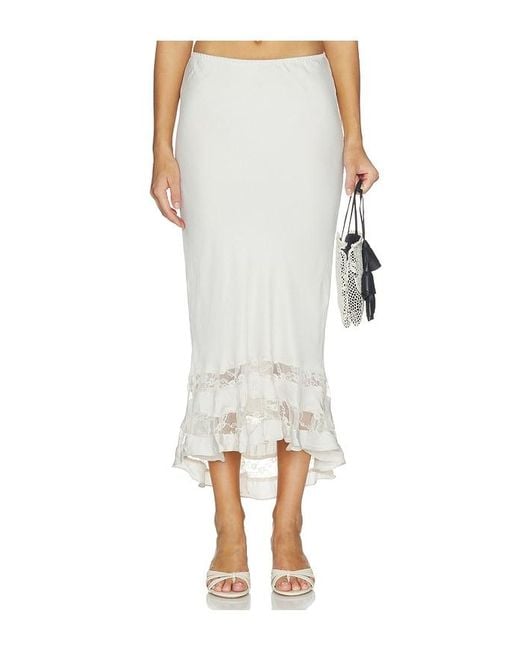 Free People White Long Lost Lover Slip Skirt