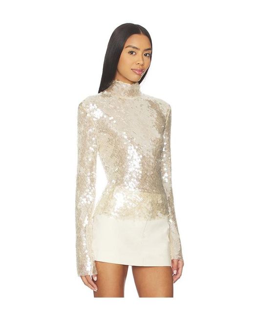 Monse White Sequin Mesh Top