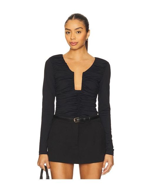 Susana Monaco Women's Black Square Wire Gathered V Top