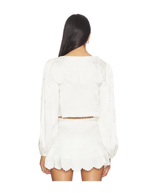 For Love & Lemons White Locked Heart Top