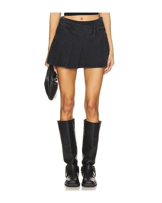 Free People Black X We The Free Stephie Denim Skort