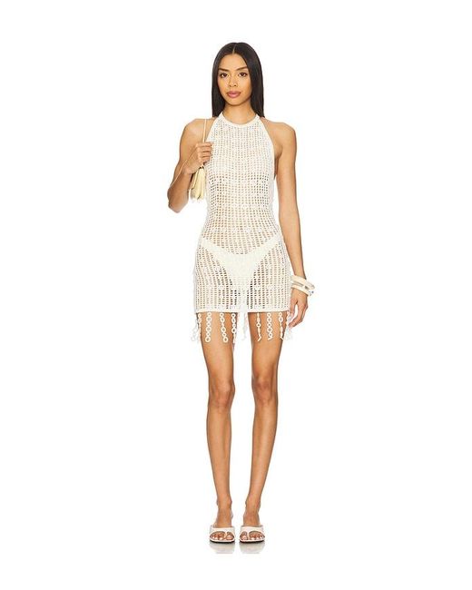 Camila Coelho White Nevaeh Mini Knit Dress