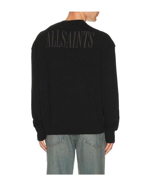 AllSaints Black Skelli Crew Neck Sweater for men
