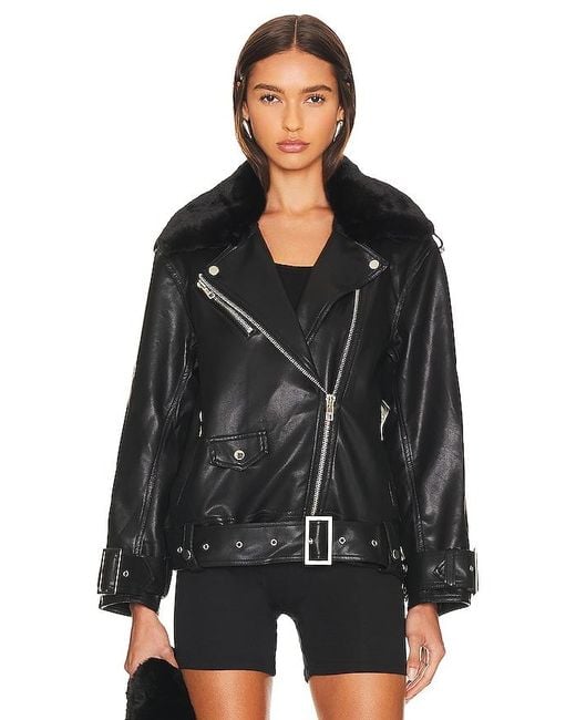 Line & Dot Black Moto Faux Leather Jacket