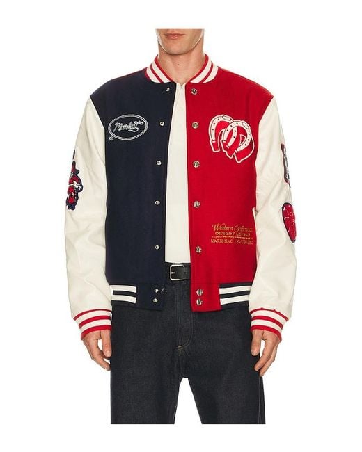 Market Red Old West Varsity Jacket for men