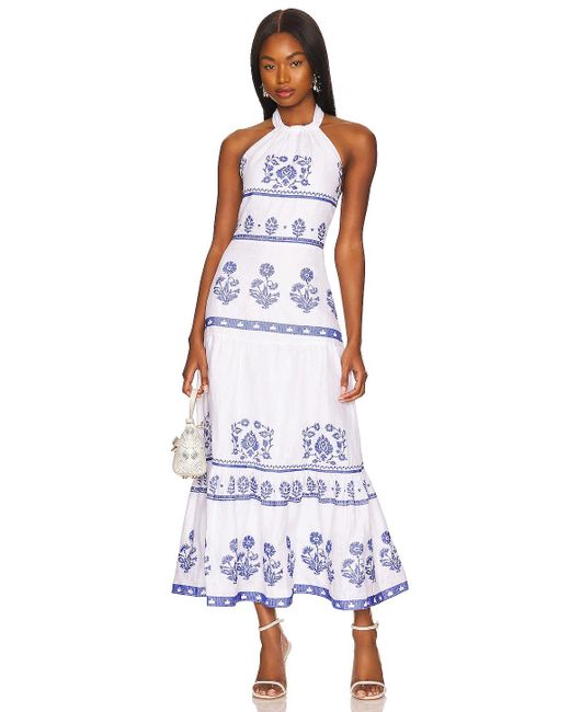 MILLY Dea Cross Stitch Embroidered Dress in Blue | Lyst