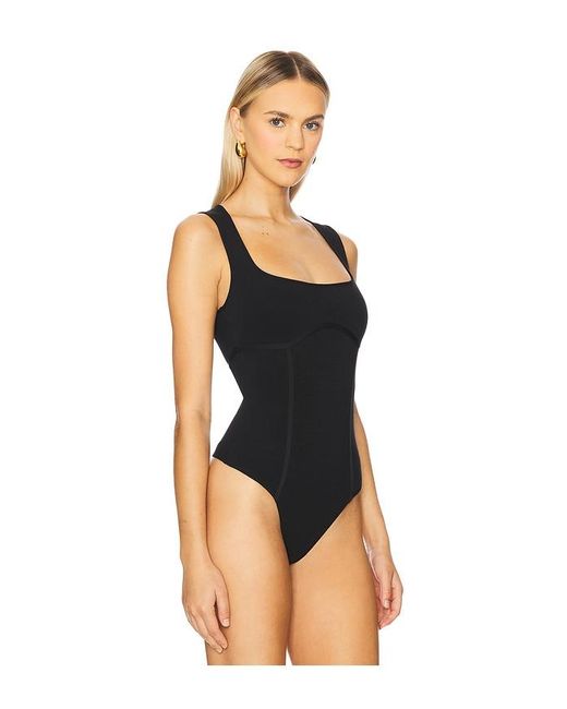 Fleur du Mal Black Organic Cotton Tank Bodysuit